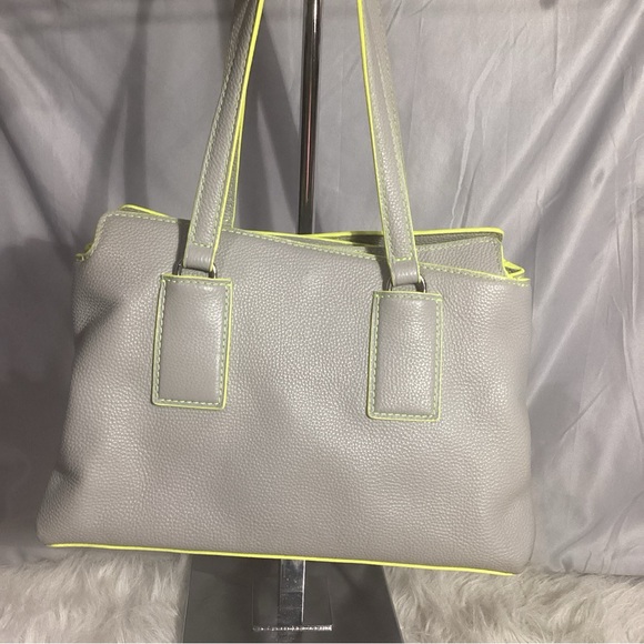 Marc Jacob’s Gray Pebbled Leather Double Edge Trimmed with Bright Yellow - Picture 4 of 13